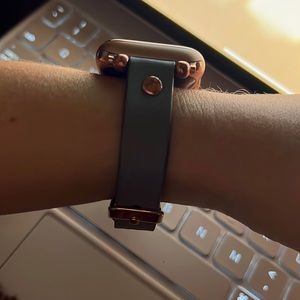 Grey Leather Wristband for Apple Watch Series 6